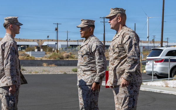Promotion Ceremony for LCpl Spencer Estes aboard Marine Corps Logistics Base Barstow, California, September 1.