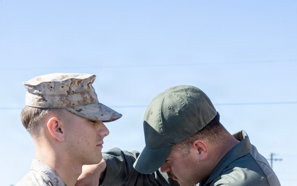 Promotion Ceremony for LCpl Spencer Estes aboard Marine Corps Logistics Base Barstow, California, September 1.