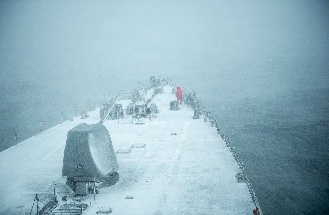USS Donald Cook (DDG 75) transits the Black Sea, Jan. 7, 2015. Donald Cook, an Arleigh Burke-class guided-missile destroyer, forward-deployed to Rota, Spain, is conducting naval operations in the U.S. 6th Fleet area of operations in support of U.S. national security interests in Europe. (U.S. Navy photo by Mass Communication Specialist 2nd Class Karolina A. Oseguera/Released)
