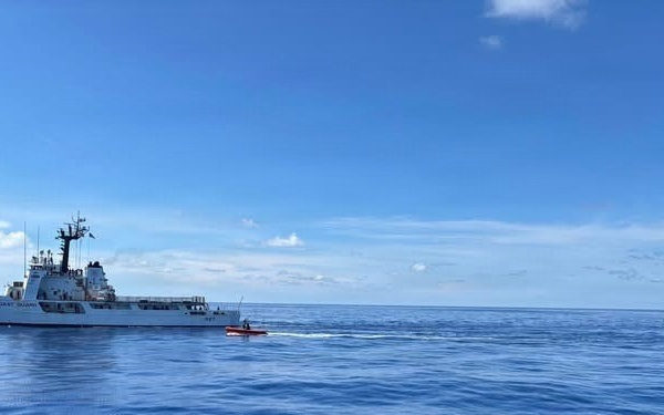 USCGC Vigorous tows a disabled sailboat off the coast of South Carolina