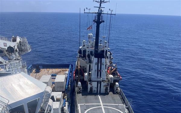 USCGC Vigorous and Homeland Security Cutter Ocean replenishment at sea