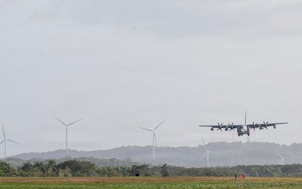 KC130J Super Hercules lands, resupplies at Jose Aponte