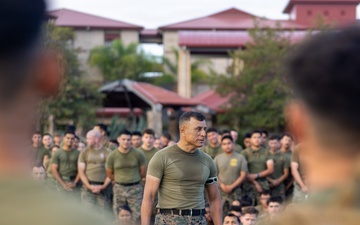 HQ Bn., 1st MARDIV participate in battalion pt