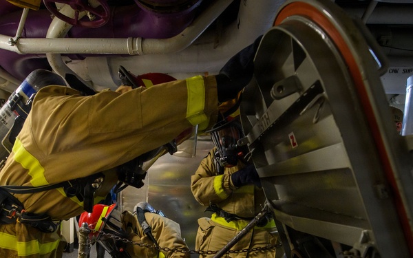 USS Theodore Roosevelt conducts damage control training.