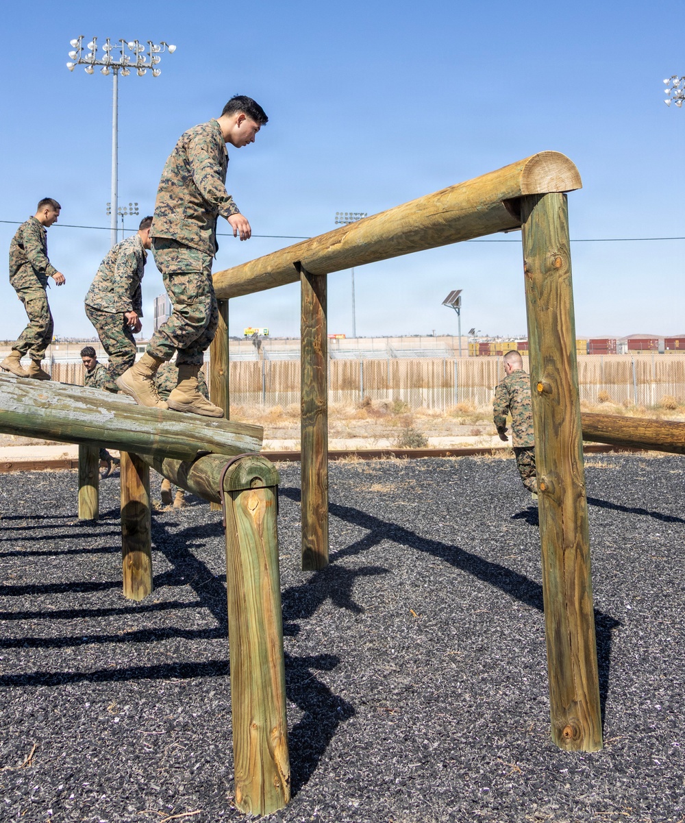 Marines Obstacle Course Physical Training aboard Marine Corps Logistics Base Barstow, California September 3.