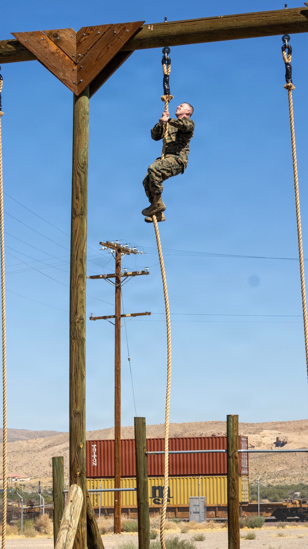 Marines Obstacle Course Physical Training aboard Marine Corps Logistics Base Barstow, California September 3.