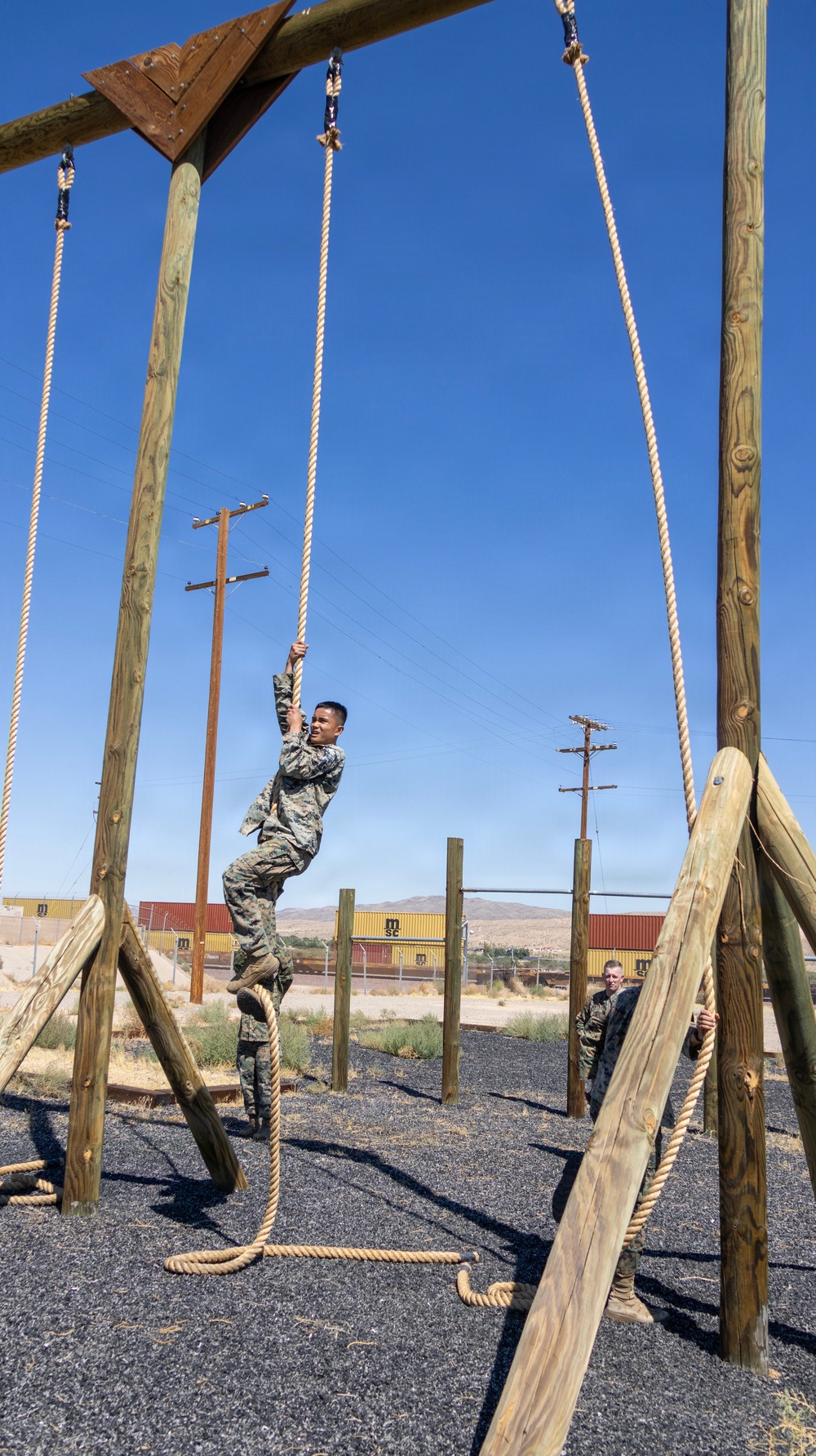 Marines Obstacle Course Physical Training aboard Marine Corps Logistics Base Barstow, California September 3.