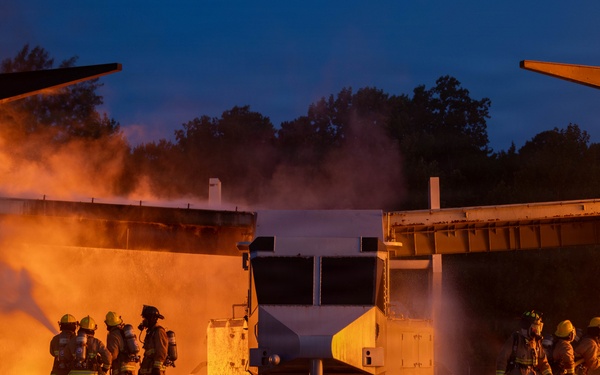 ARFF Conducts Aircraft Burn Training Exercise at MCAS New River