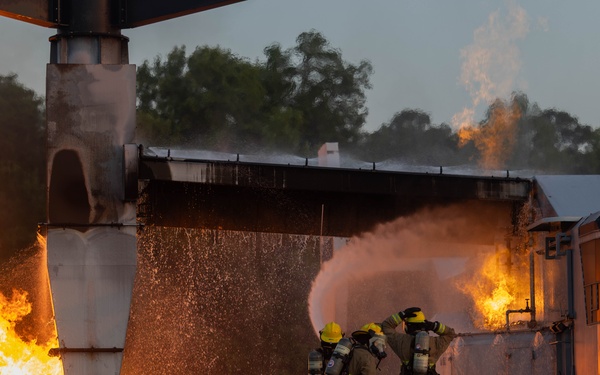ARFF Conducts Aircraft Burn Training Exercise at MCAS New River
