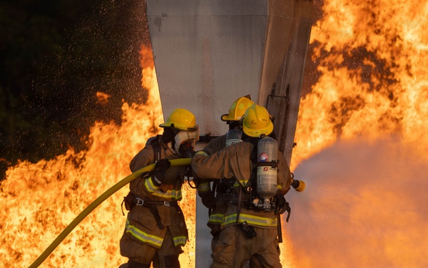 ARFF Conducts Aircraft Burn Training Exercise at MCAS New River