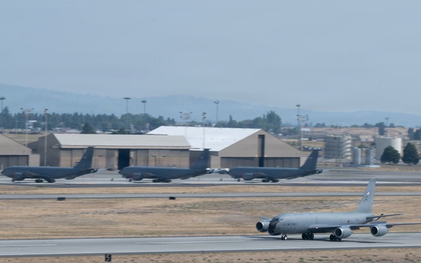 KC-135 Stratotankers conduct flightline and launch operations at Fairchild AFB