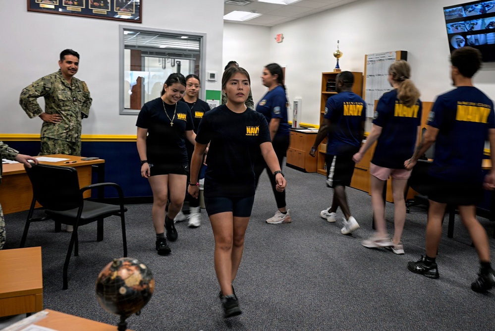 Future Sailors Practice Marching at NTAG Phoenix Delayed Entry Program Meeting