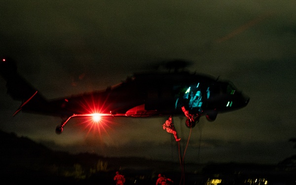 25th Infantry Division Soldiers Conduct Low-Light Fast-Rope Training