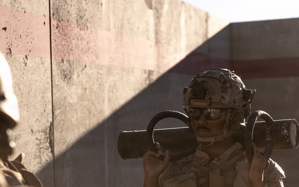 U.S. Marines with Golf Co., 2nd Bn., 1st Marines hold urban platoon assaults