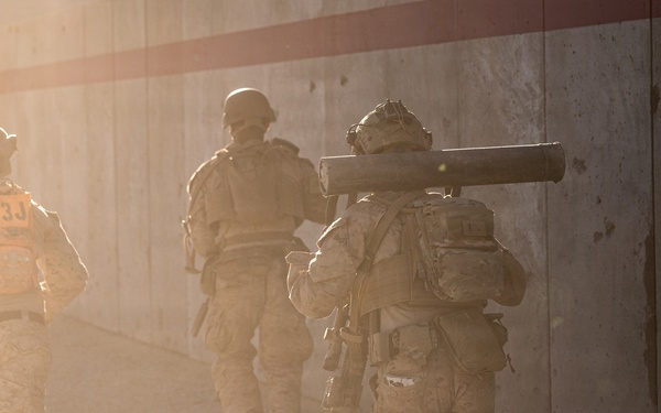 U.S. Marines with Golf Co., 2nd Bn., 1st Marines hold urban platoon assaults