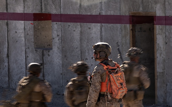 U.S. Marines with Golf Co., 2nd Bn., 1st Marines hold urban platoon assaults