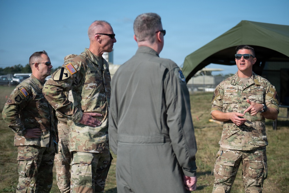 The Kentucky Air National Guard's Contingency Response Group gives National Guard leadership a demonstraion of its air defense system