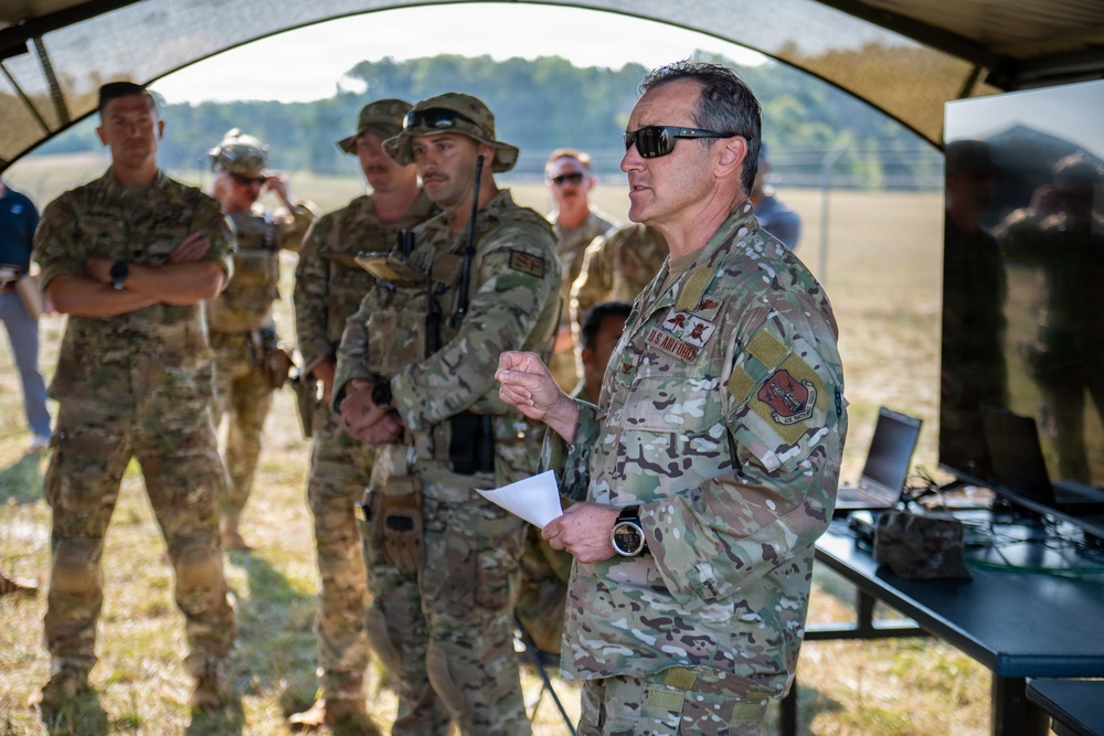 The Kentucky Air National Guard's Contingency Response Group gives National Guard leadership a demonstraion of its air defense system