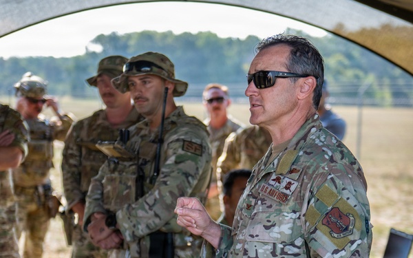 The Kentucky Air National Guard's Contingency Response Group gives National Guard leadership a demonstraion of its air defense system