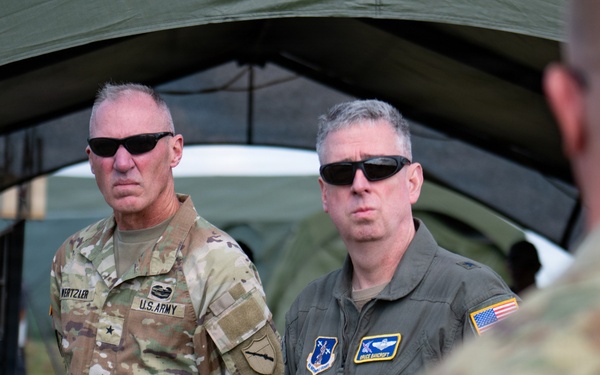 The Kentucky Air National Guard's Contingency Response Group gives National Guard leadership a demonstraion of its air defense system