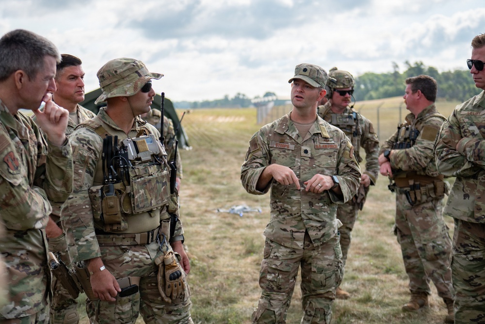 The Kentucky Air National Guard's Contingency Response Group gives National Guard leadership a demonstraion of its air defense system