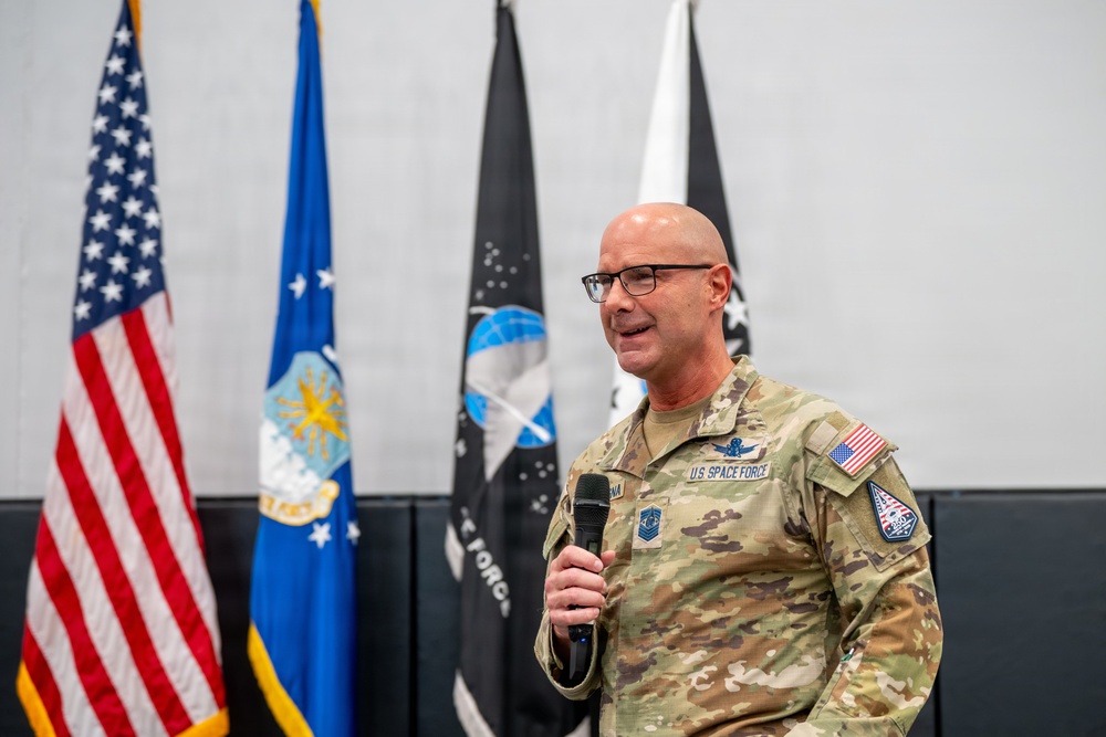 Chief Master Sgt. Of the Space Force John Bentivegna Visit to Schriever