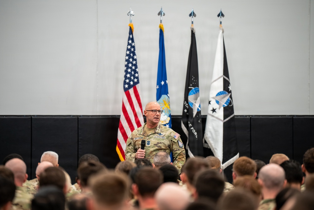 Chief Master Sgt. Of the Space Force John Bentivegna Visit to Schriever
