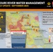 This is a Missouri River Water Management Monthly Update for September 2026, produced by the US Army Corps of Engineers. It presents a 2026 runoff forecast of 15.4 MAF (60% of average), system storage data, and a drought intensity map of the Missouri River basin. The infographic includes reservoir storage breakdowns, mainstem dam locations, and system storage check schedules.