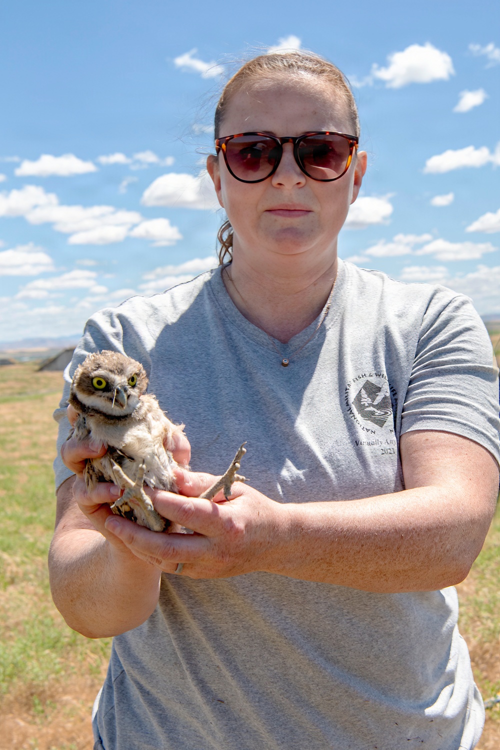 Oregon National Guard Soldiers and civilian employees learn about Eastern Oregon’s Borrowing Owls