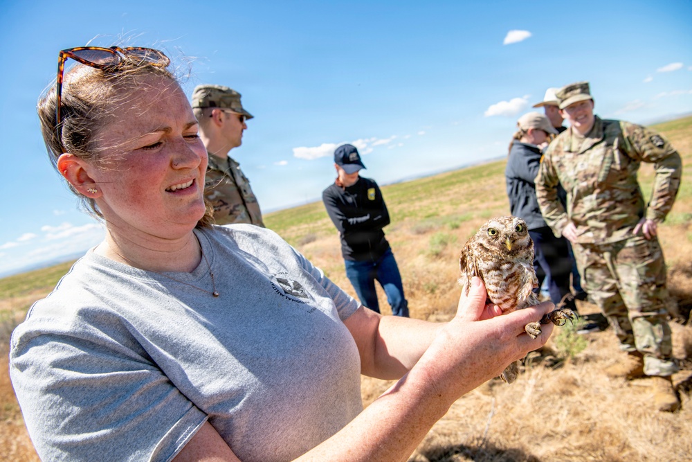 Oregon National Guard Soldiers and civilian employees learn about Eastern Oregon’s Borrowing Owls