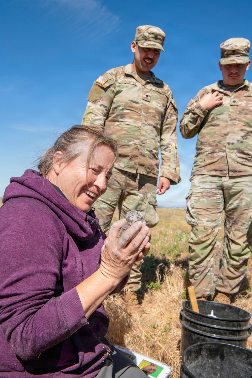 Oregon National Guard Soldiers and civilian employees learn about Eastern Oregon’s Borrowing Owls