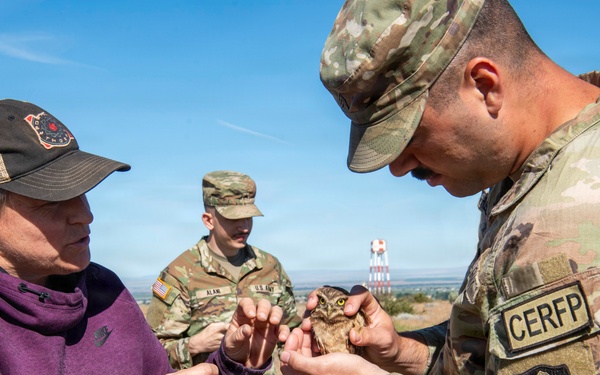 Oregon National Guard Soldiers and civilian employees learn about Eastern Oregon’s Borrowing Owls
