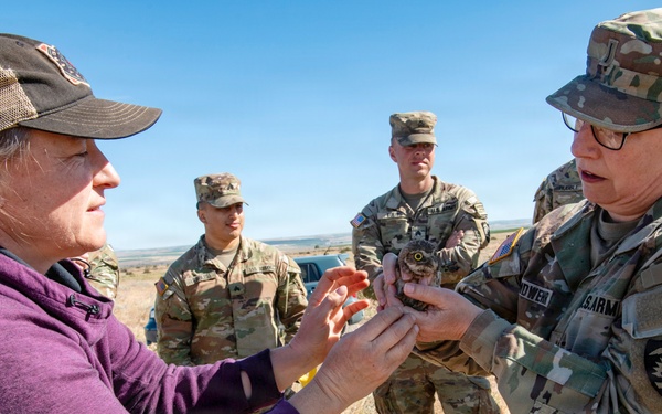 Oregon National Guard Soldiers and civilian employees learn about Eastern Oregon’s Borrowing Owls