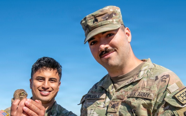 Oregon National Guard Soldiers and civilian employees learn about Eastern Oregon’s Borrowing Owls