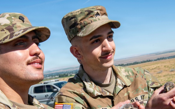 Oregon National Guard Soldiers and civilian employees learn about Eastern Oregon’s Borrowing Owls