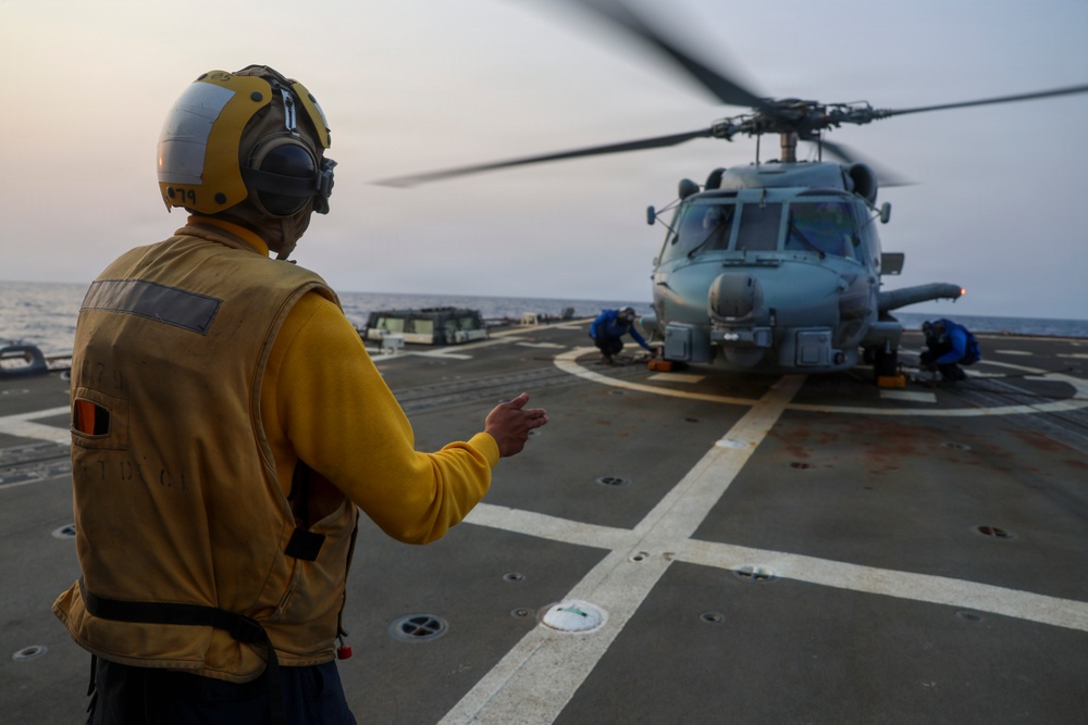 USS Oscar Austin conducts flight operations