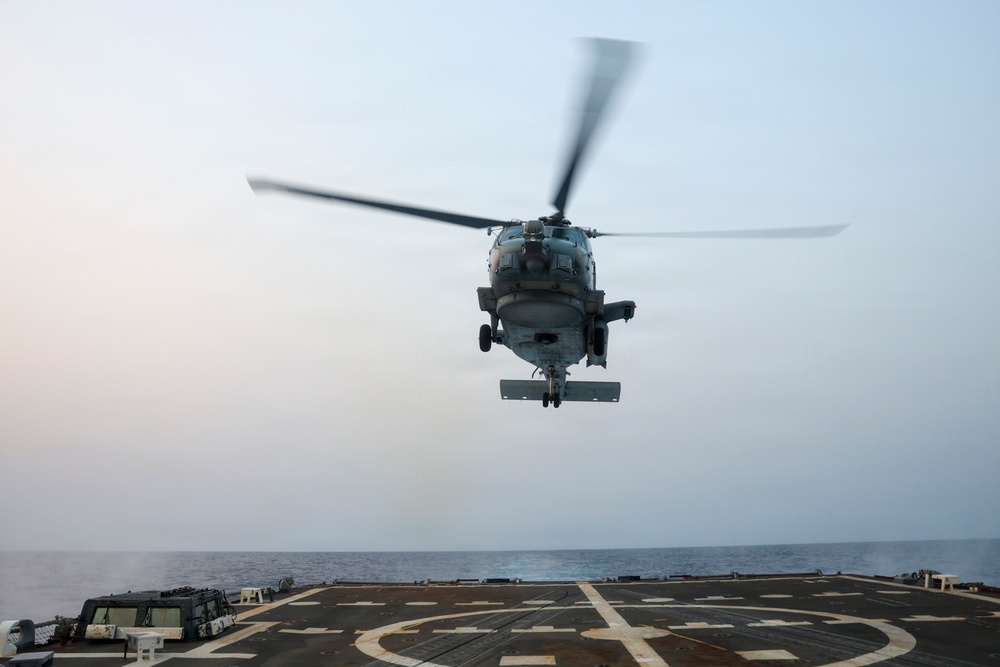 USS Oscar Austin conducts flight operations