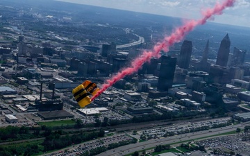 The U.S. Army Parachute Team jumps for Cleveland National Air Show