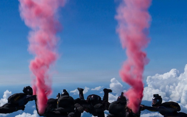 The U.S. Army Parachute Team jumps for Cleveland National Air Show