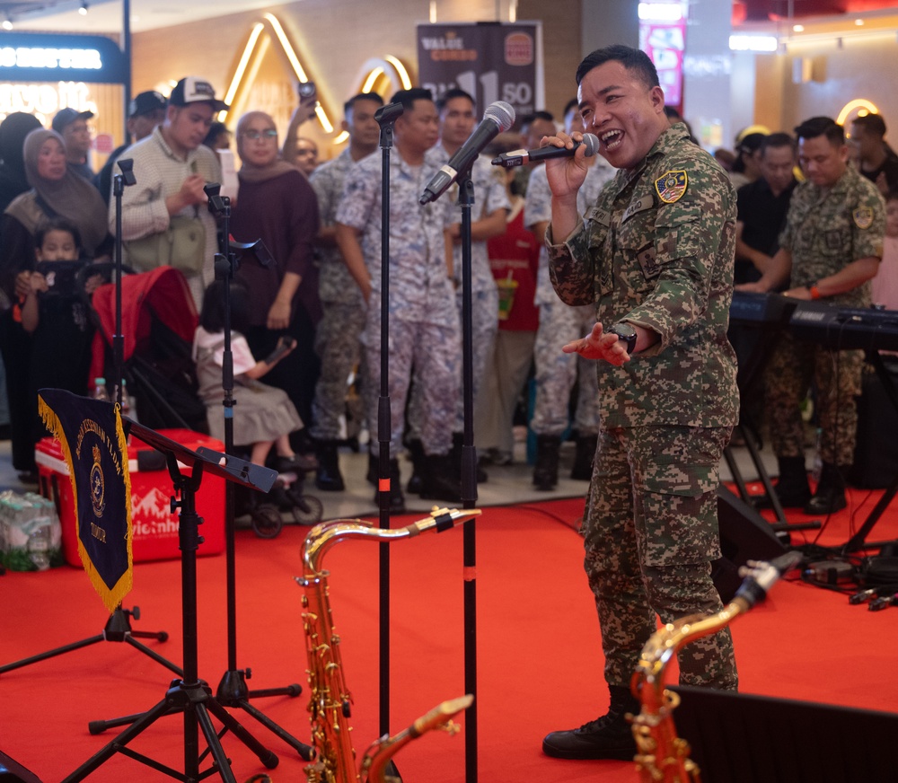 Pacific Partnership Band and Malaysian Armed Forces Band holds concert at Imago Shopping Mall in Kota Kinabalu, Malaysia