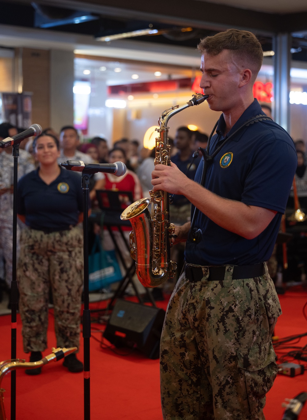 Pacific Partnership Band and Malaysian Armed Forces Band holds concert at Imago Shopping Mall in Kota Kinabalu, Malaysia