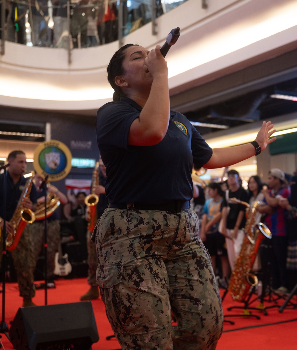 Pacific Partnership Band and Malaysian Armed Forces Band holds concert at Imago Shopping Mall in Kota Kinabalu, Malaysia