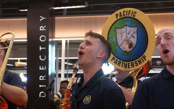 Pacific Partnership Band and Malaysian Armed Forces Band holds concert at Imago Shopping Mall in Kota Kinabalu, Malaysia