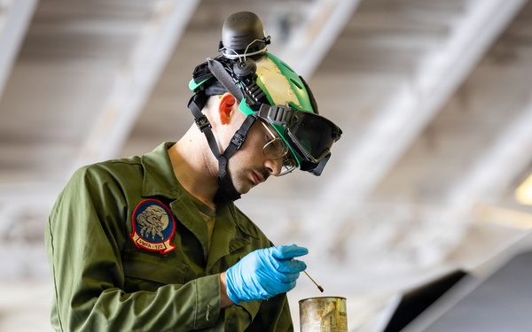 U.S. Marines, Sailors Conduct Aircraft Maintenance Aboard Boxer