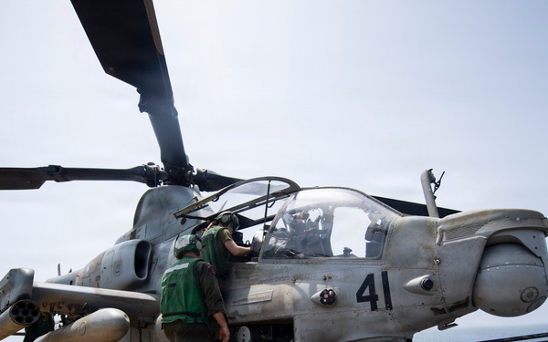 U.S. Marines, Sailors Conduct Aircraft Maintenance Aboard Boxer