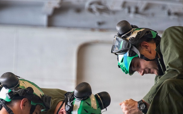 U.S. Marines, Sailors Conduct Aircraft Maintenance Aboard Boxer