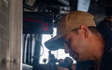 USS Boxer Sailors Stand Bridge Watch