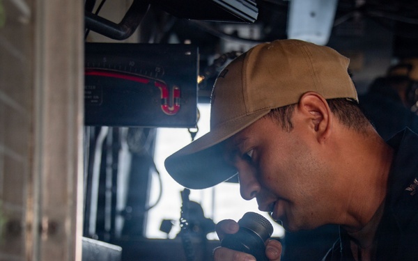 USS Boxer Sailors Stand Bridge Watch