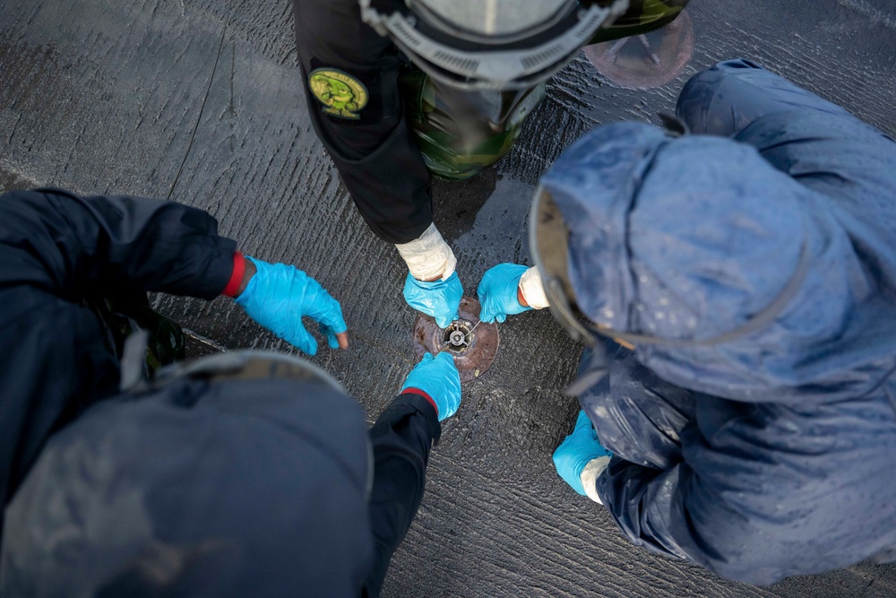 USS Theodore Roosevelt Countermeasure Washdown