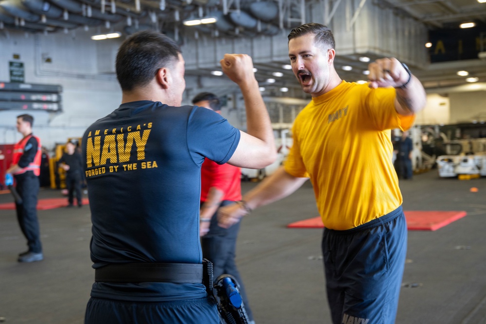 USS Theodore Roosevelt conducts a security reaction force course